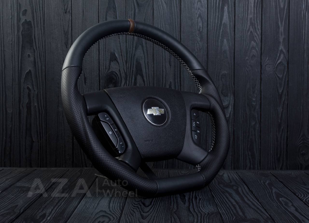 Steering wheel GM, Silverado, Sierra, Escalade (2007-2014) Napa/Perforated leather/Brown stripe - Image 3