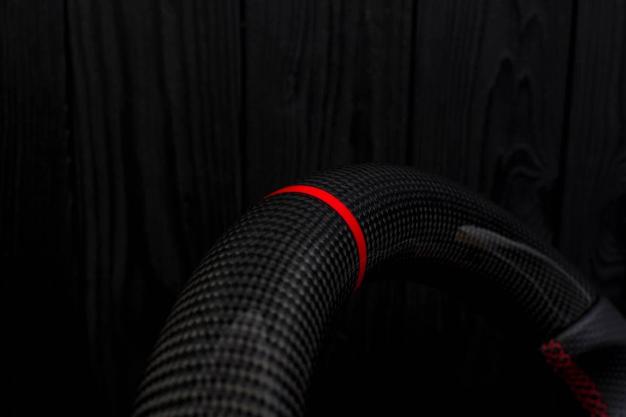 Steering wheel BMW X5/X6 Carbon fiber/Perforated leather/Red stripe - Image 6