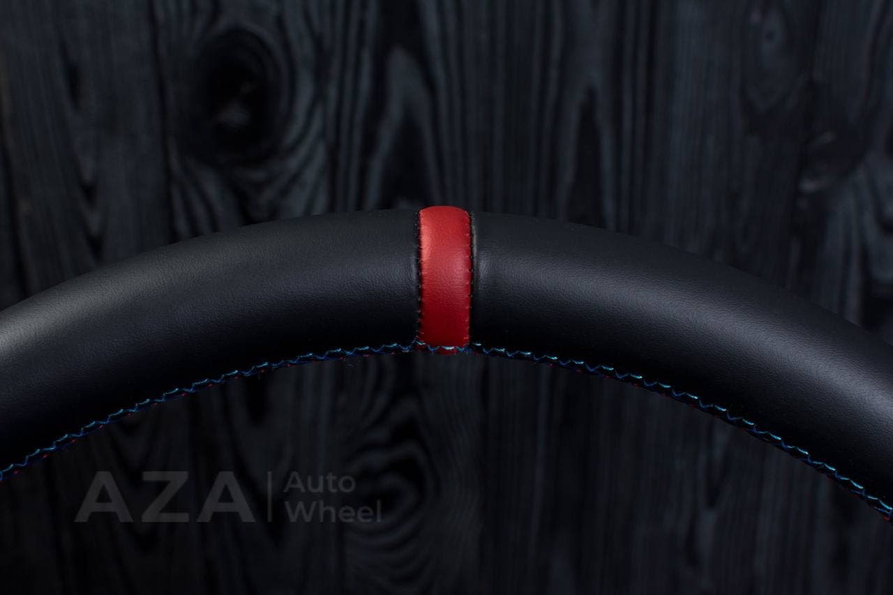 Steering wheel BMW e36 3 series 1995+ M-Tech 2 Flat bottom Napa/Perforated leather/Red stripe - Image 13