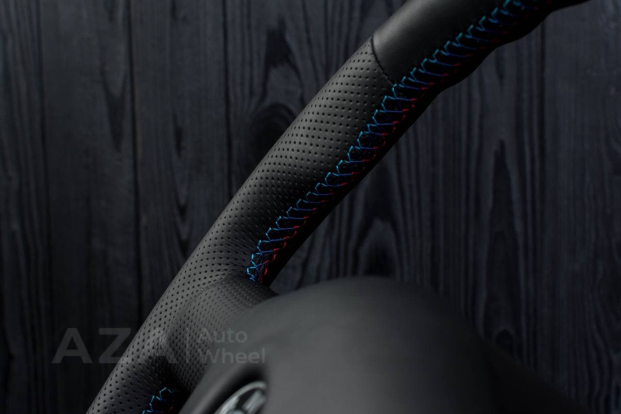 Steering wheel BMW e36 3 series 1995+ M-Tech 2 Flat bottom Napa/Perforated leather/Red stripe - Image 9
