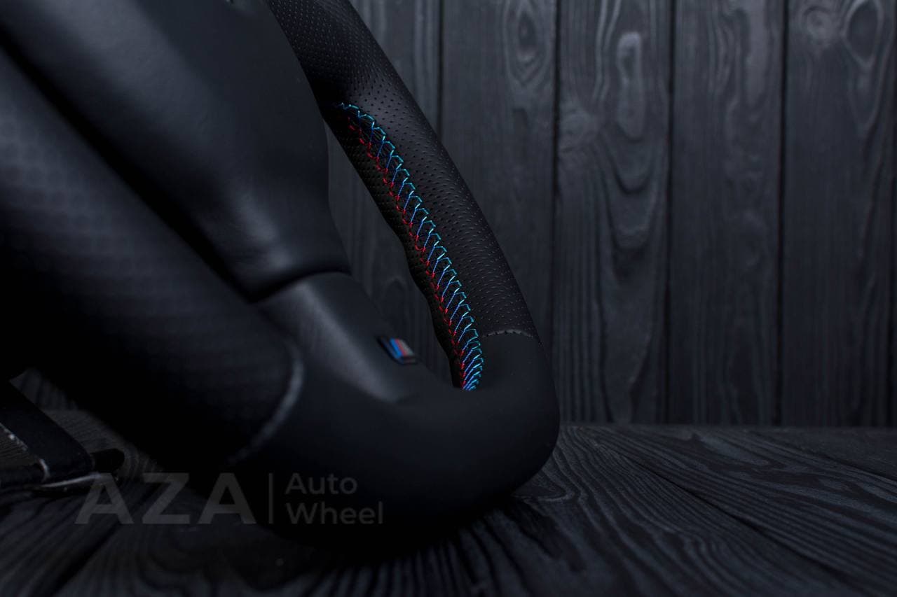 Steering wheel BMW e36 3 series 1995+ M-Tech 2 Flat bottom Napa/Perforated leather/Red stripe - Image 8