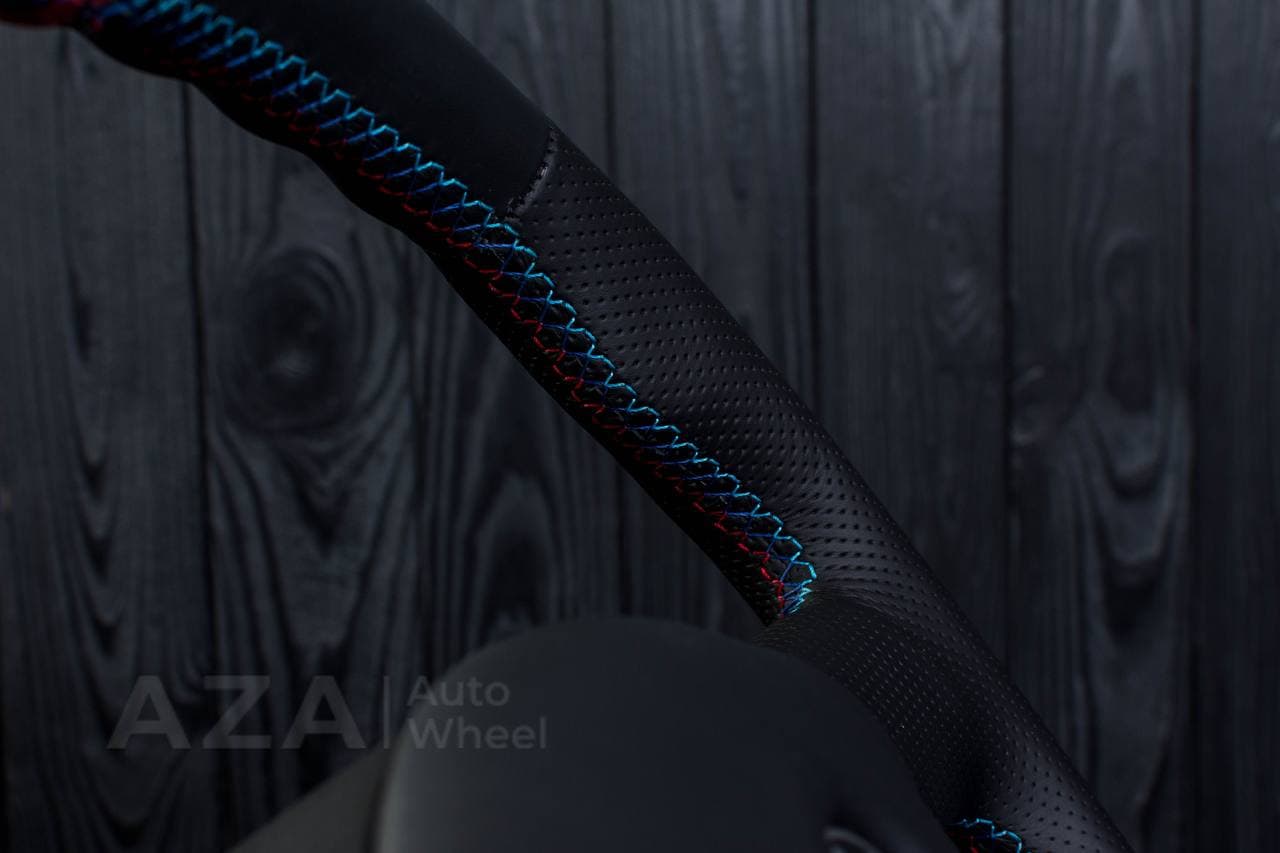 Steering wheel BMW e36 3 series 1995+ M-Tech 2 Flat bottom Napa/Perforated leather/Red stripe - Image 7