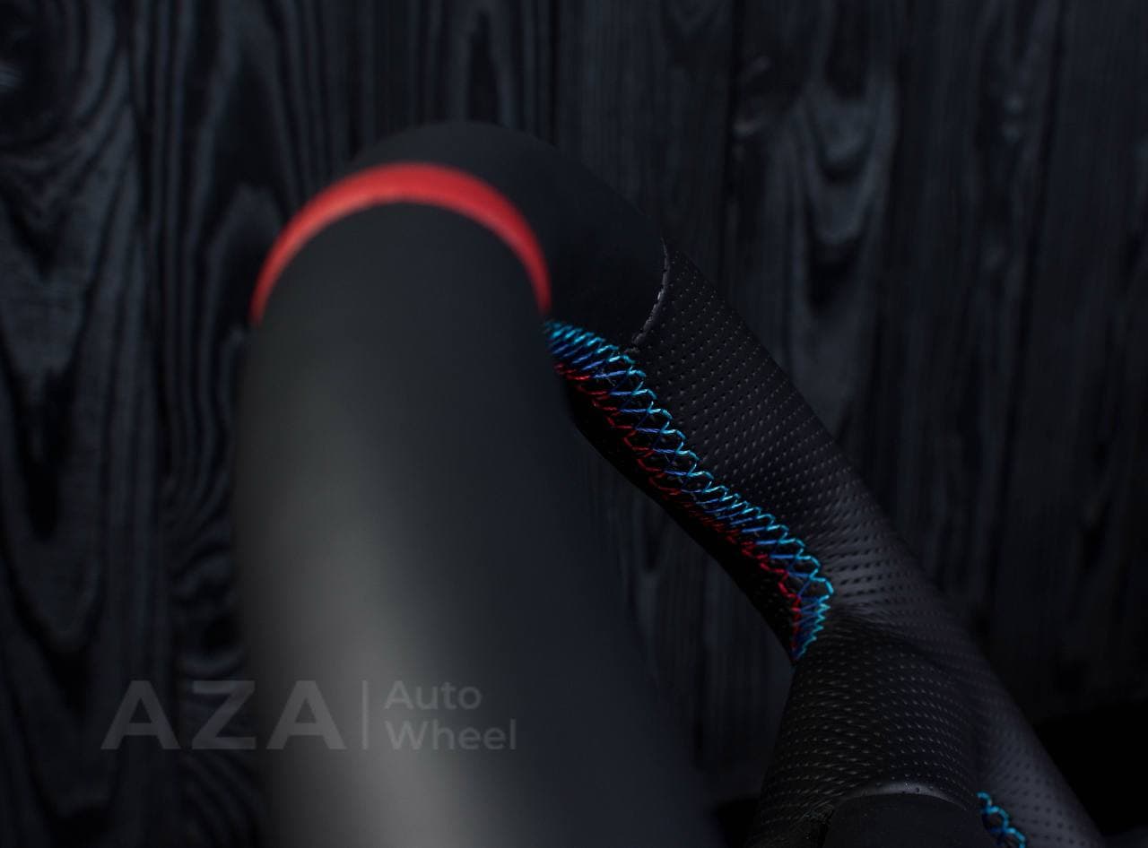 Steering wheel BMW e36 3 series 1995+ M-Tech 2 Flat bottom Napa/Perforated leather/Red stripe - Image 6