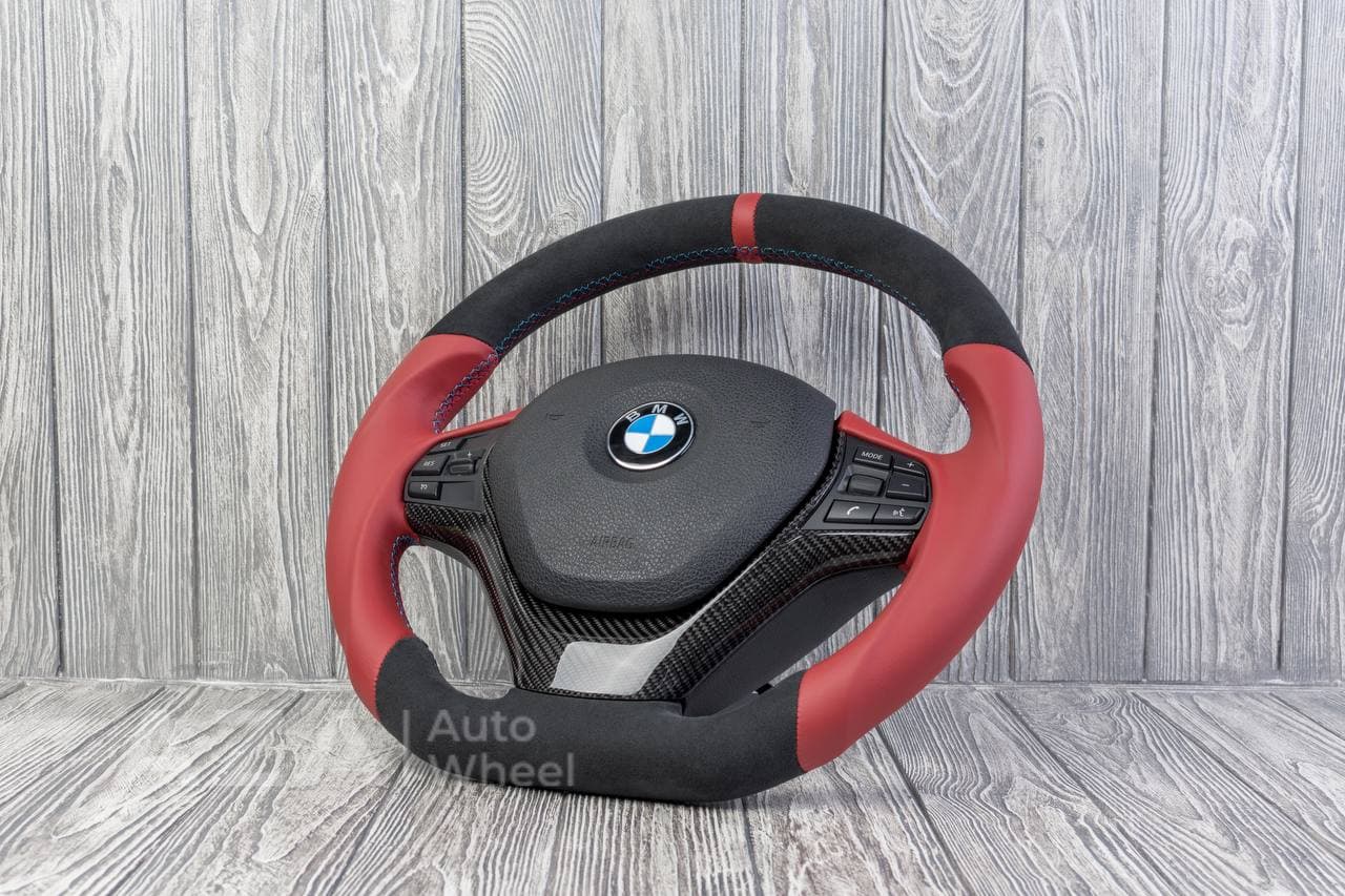Steering wheel BMW F3X SPORTLINE Carbon trim Napa/Alcantara/Red stripe - Image 3