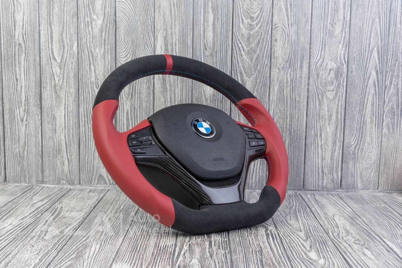 Steering wheel BMW F3X SPORTLINE Carbon trim Napa/Alcantara/Red stripe - Image 5