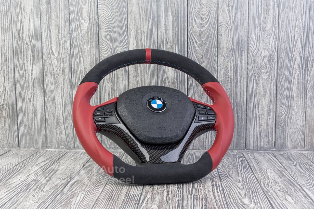 Steering wheel BMW F3X SPORTLINE Carbon trim Napa/Alcantara/Red stripe - Image 2