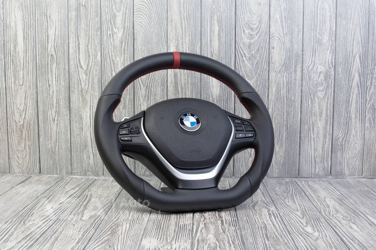 Steering wheel BMW F3X F2X SPORTLINE Napa/Perforated leather/Red stripe - Image 3