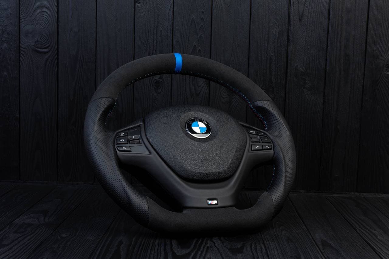 Steering wheel BMW F3X F2X SPORTLINE Napa/Perforated leather/Blue stripe - Image 3