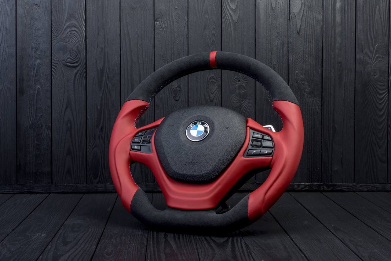 Steering wheel BMW F3X F2X SPORTLINE Alcantara/Napa/Red stripe - Image 2