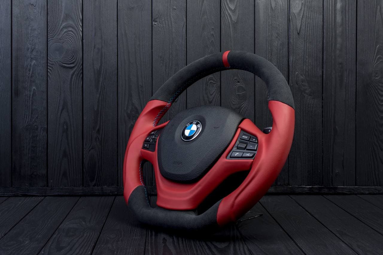 Steering wheel BMW F3X F2X SPORTLINE Alcantara/Napa/Red stripe - Image 3