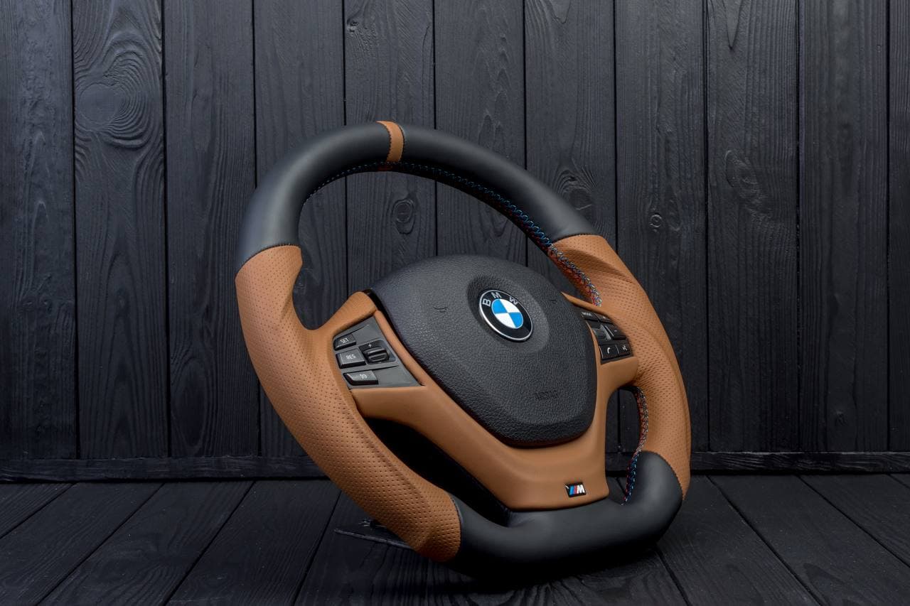 Steering wheel BMW F3X F2X SPORTLINE Napa/Perforated leather/Brown stripe - Image 4