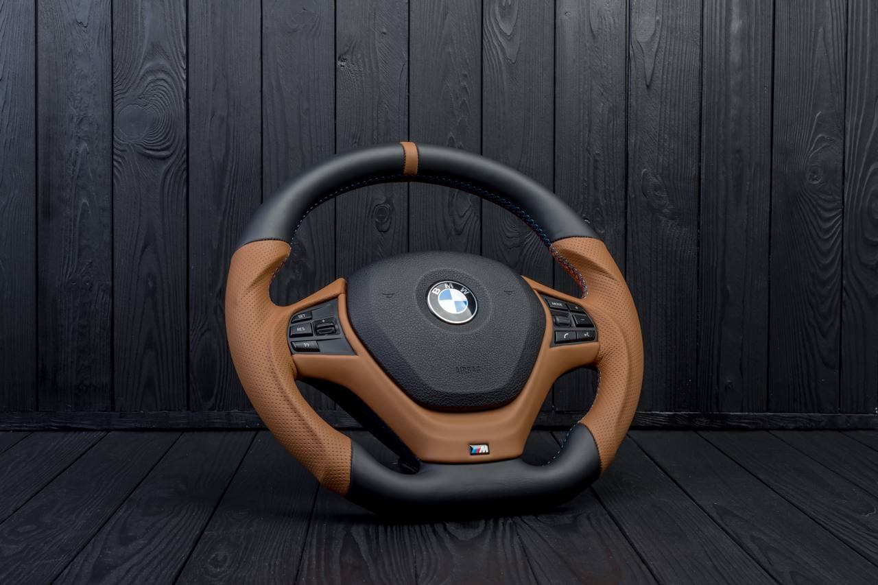 Steering wheel BMW F3X F2X SPORTLINE Napa/Perforated leather/Brown stripe - Image 3