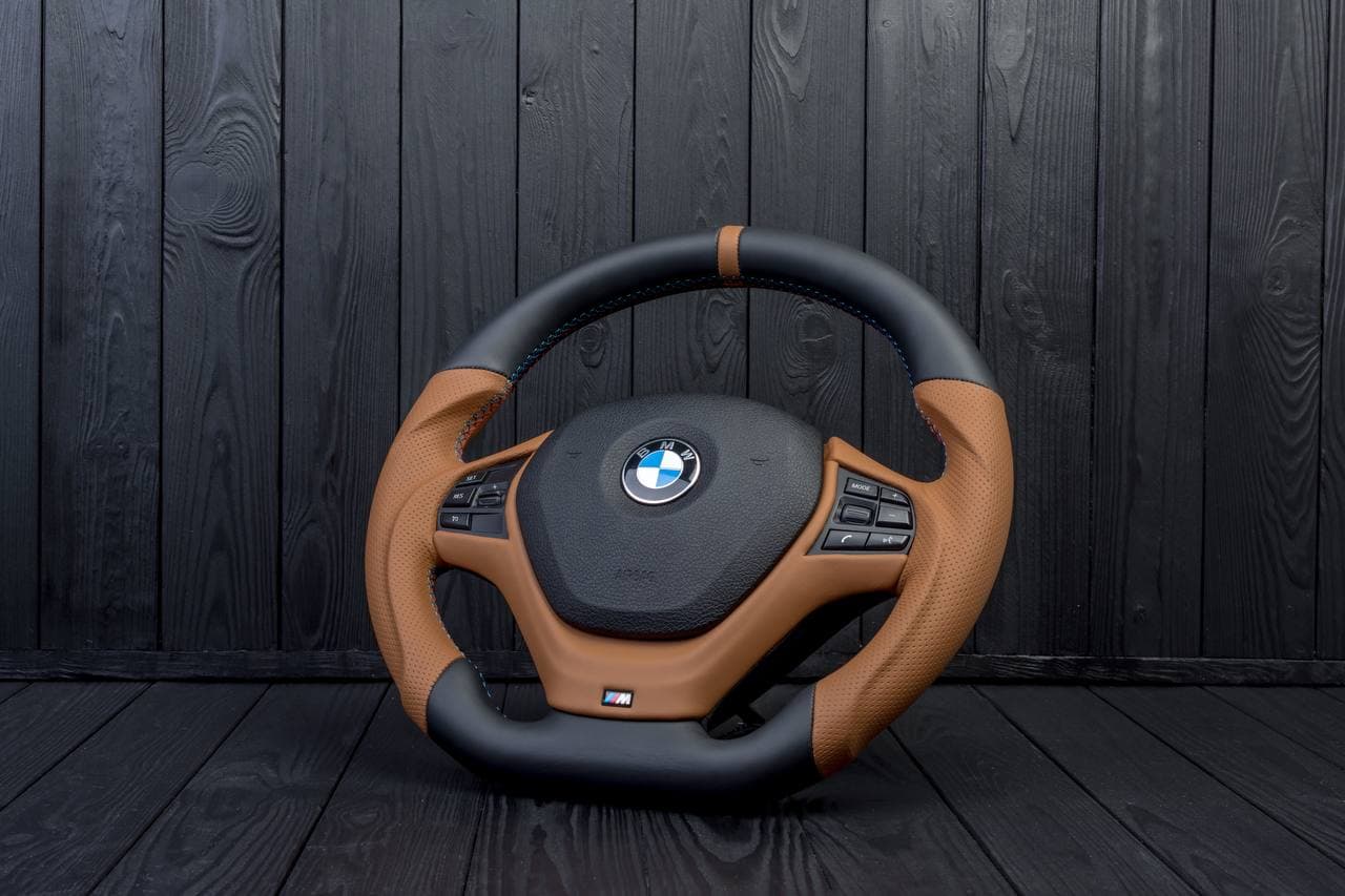 Steering wheel BMW F3X F2X SPORTLINE Napa/Perforated leather/Brown stripe - Image 5
