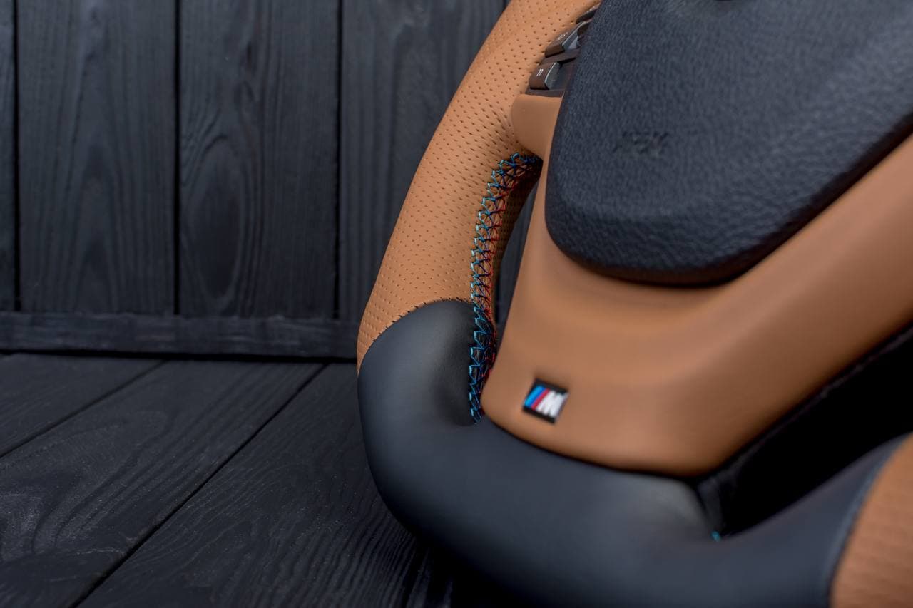 Steering wheel BMW F3X F2X SPORTLINE Napa/Perforated leather/Brown stripe - Image 7
