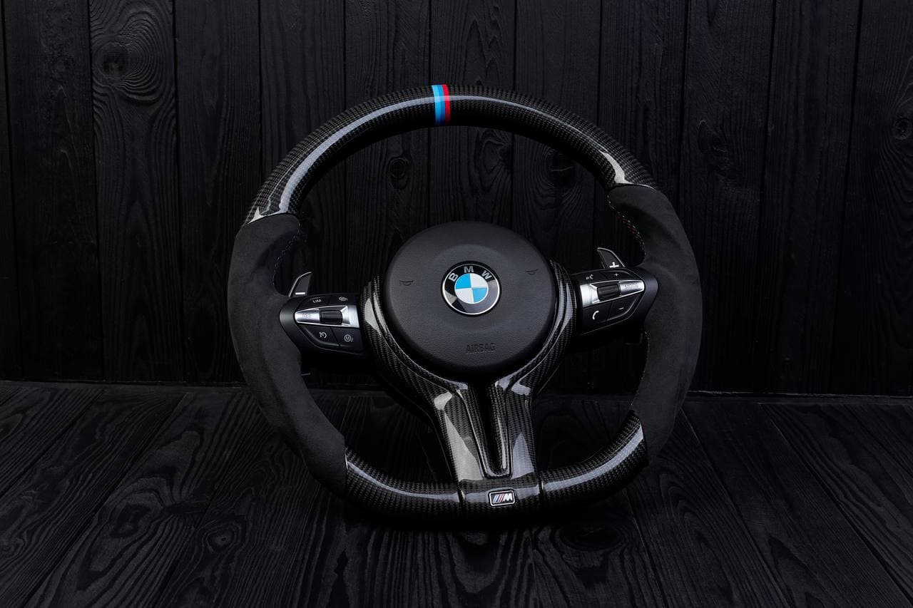 Steering wheel BMW 2011-2016 F10 5/6/7 SERIES Carbon fiber/Alcantara/M Stripe.LESS AIR BAG/paddles/buttons - Image 3
