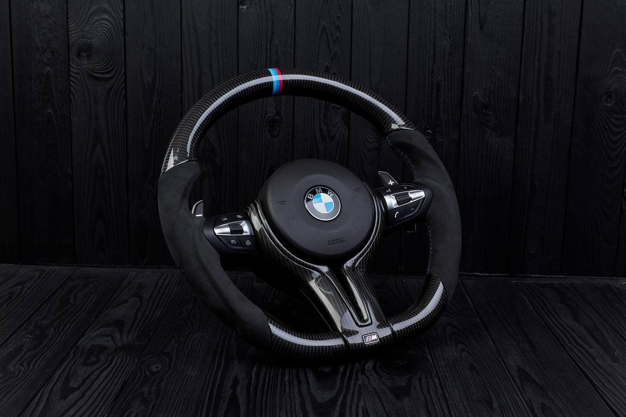 Steering wheel BMW 2011-2016 F10 5/6/7 SERIES Carbon fiber/Alcantara/M Stripe.LESS AIR BAG/paddles/buttons - Image 4
