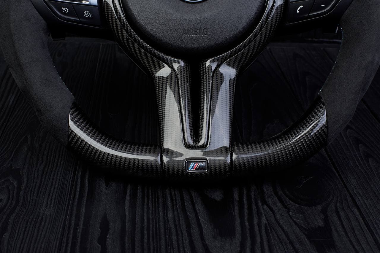 Steering wheel BMW 2011-2016 F10 5/6/7 SERIES Carbon fiber/Alcantara/M Stripe.LESS AIR BAG/paddles/buttons - Image 13