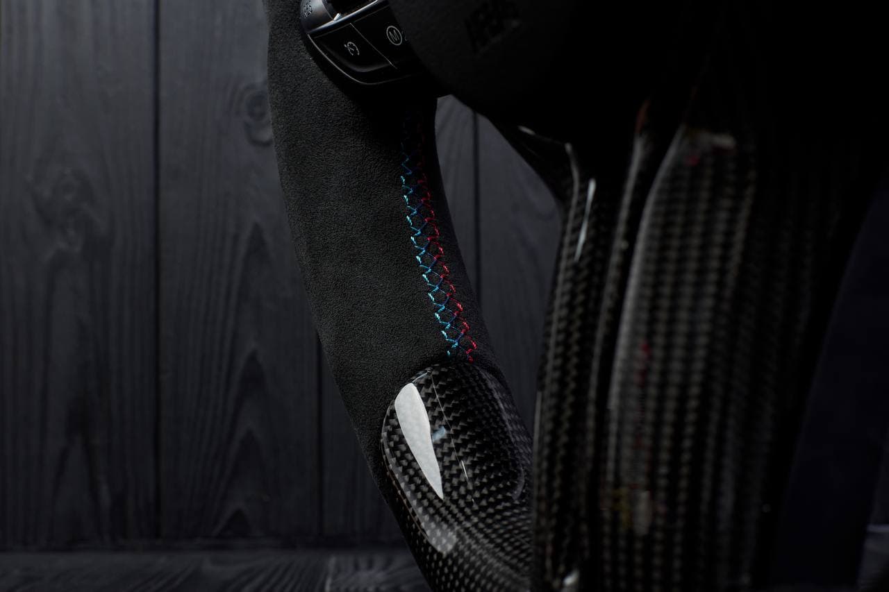 Steering wheel BMW 2011-2016 F10 5/6/7 SERIES Carbon fiber/Alcantara/M Stripe.LESS AIR BAG/paddles/buttons - Image 7
