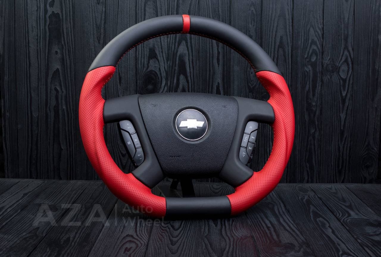 Steering wheel GM SILVERADO, SIERRA, ESCALADE, 2007-2014 Napa/Perforated leather/Red stripe - Image 3