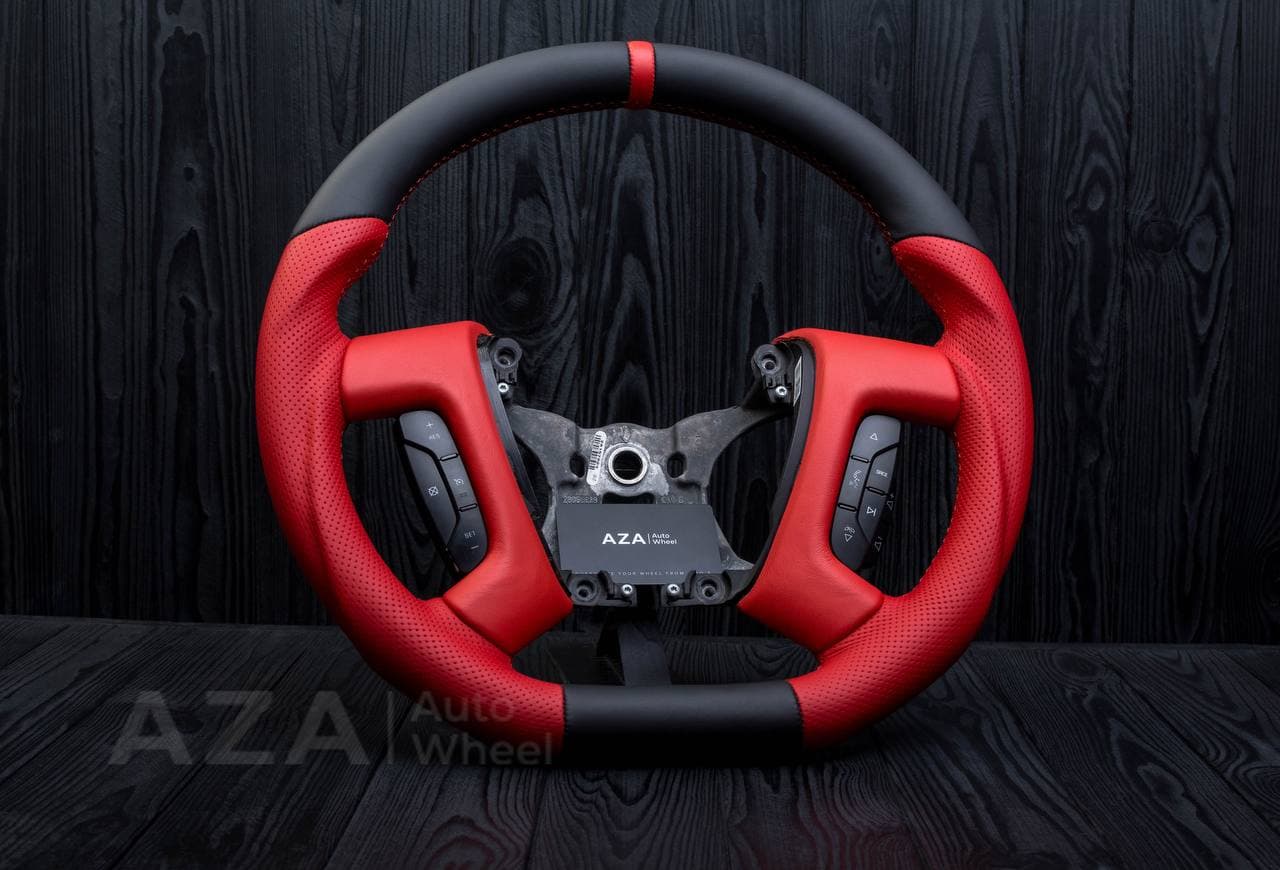 Steering wheel GM, Silverado, Sierra, Escalade (2007-2014) Napa/Perforated leather/Red stripe - Image 3