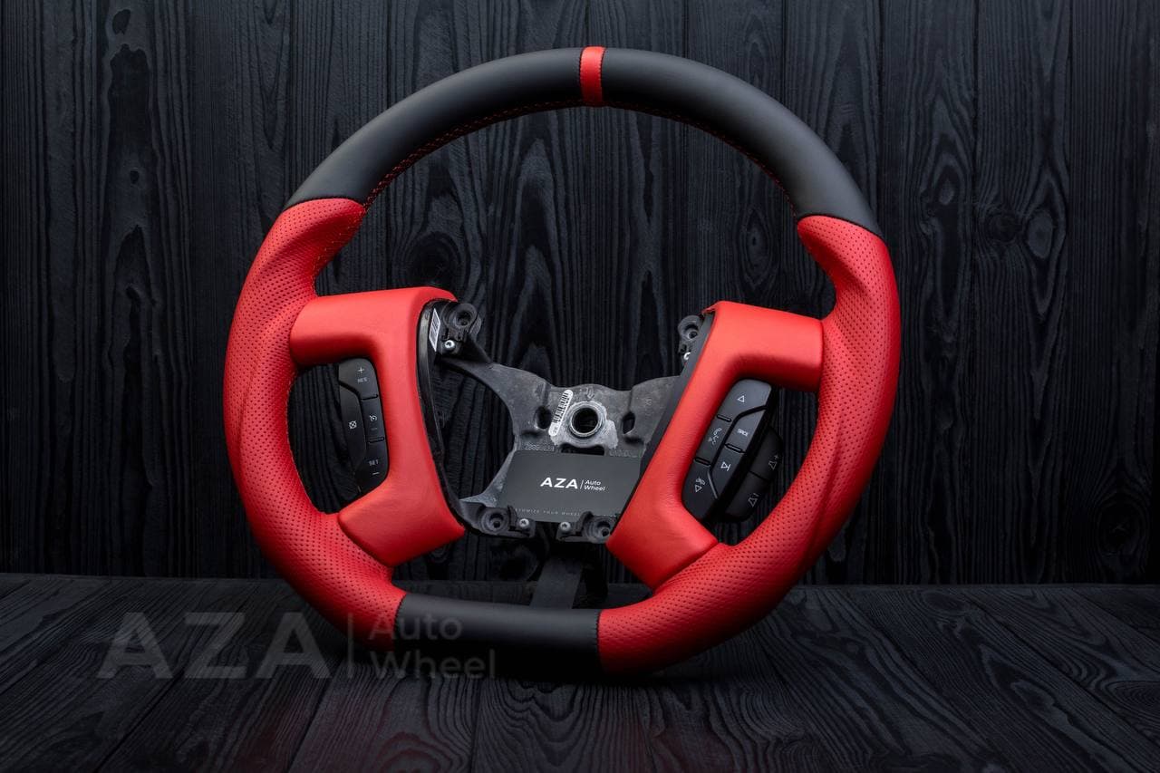 Steering wheel GM, Silverado, Sierra, Escalade (2007-2014) Napa/Perforated leather/Red stripe - Image 4