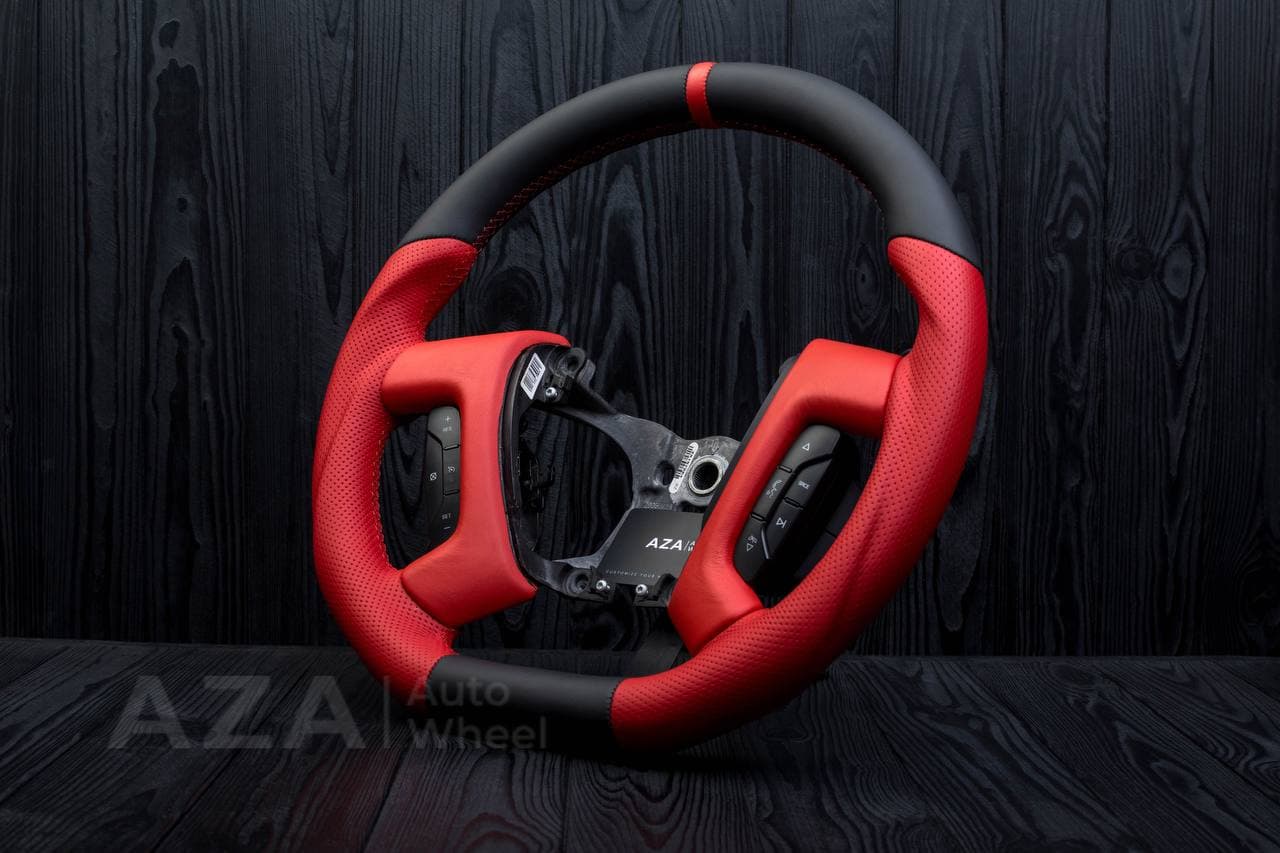 Steering wheel GM, Silverado, Sierra, Escalade (2007-2014) Napa/Perforated leather/Red stripe - Image 5