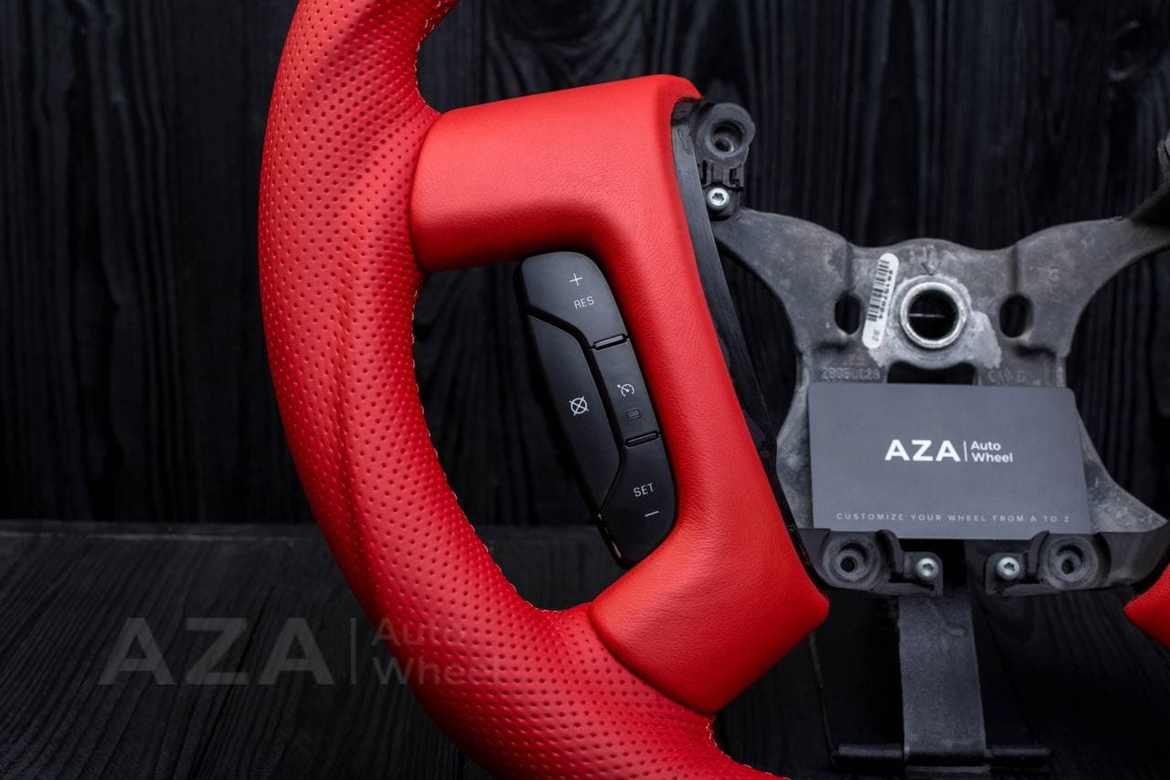 Steering wheel GM, Silverado, Sierra, Escalade (2007-2014) Napa/Perforated leather/Red stripe - Image 14
