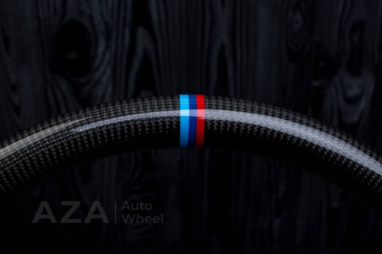 Steering wheel BMW e36 3 series 1995+ M-Tech 2 Flat bottom Carbon fiber/Perforated leather/M stripe - Image 6
