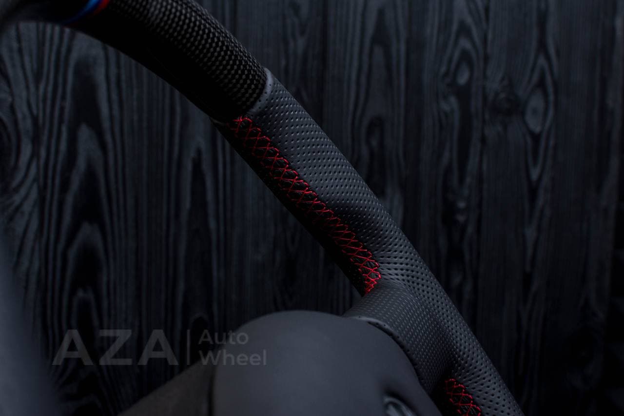 Steering wheel BMW e36 3 series 1995+ M-Tech 2 Flat bottom Carbon fiber/Perforated leather/M stripe - Image 9