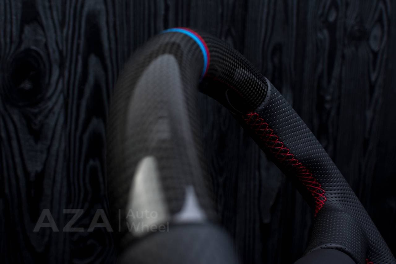 Steering wheel BMW e36 3 series 1995+ M-Tech 2 Flat bottom Carbon fiber/Perforated leather/M stripe - Image 8