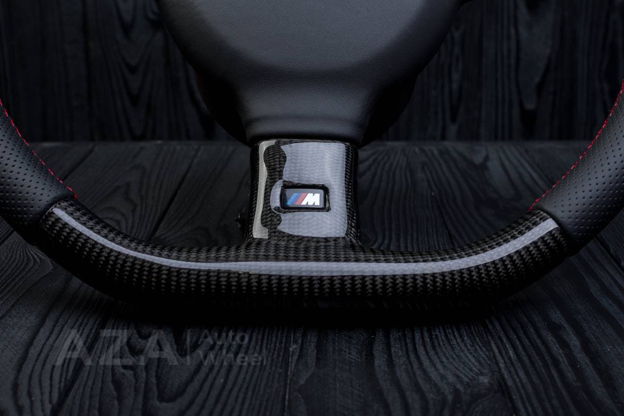 Steering wheel BMW e36 3 series 1995+ M-Tech 2 Flat bottom Carbon fiber/Perforated leather/M stripe - Image 12