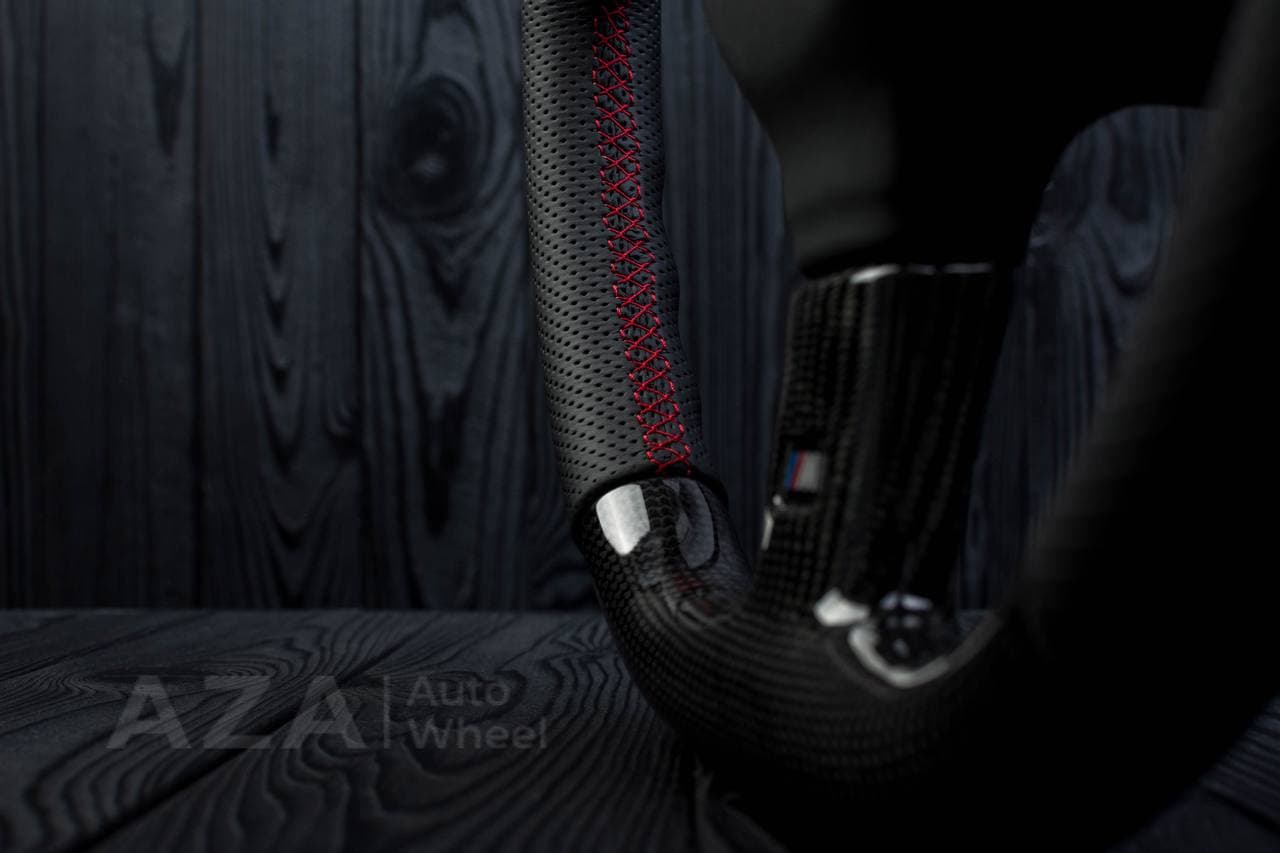 Steering wheel BMW e36 3 series 1995+ M-Tech 2 Flat bottom Carbon fiber/Perforated leather/M stripe - Image 15