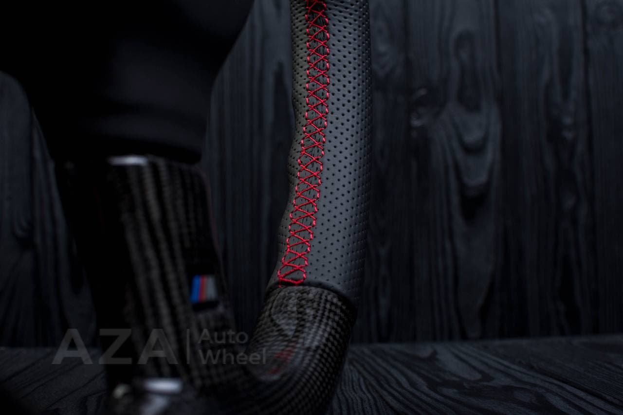 Steering wheel BMW e36 3 series 1995+ M-Tech 2 Flat bottom Carbon fiber/Perforated leather/M stripe - Image 14