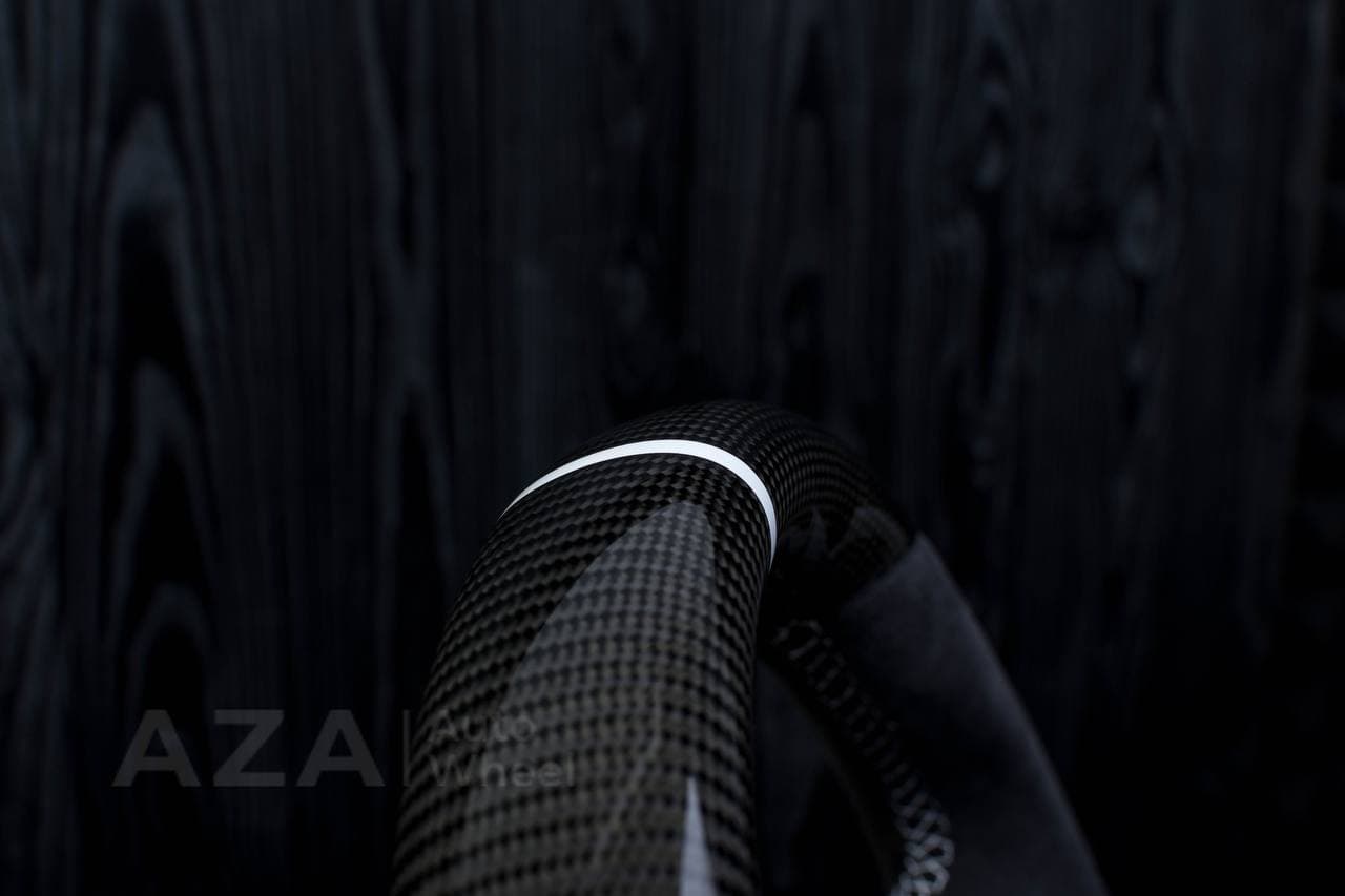 Steering wheel Tesla Model 3/Y Carbon fiber/Alcantara/White stripe - Image 8