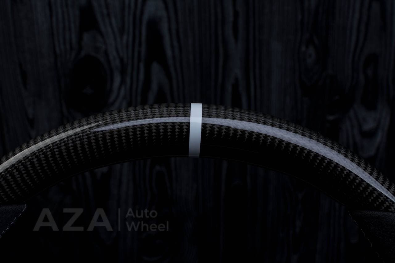 Steering wheel Tesla Model 3/Y Carbon fiber/Alcantara/White stripe - Image 7