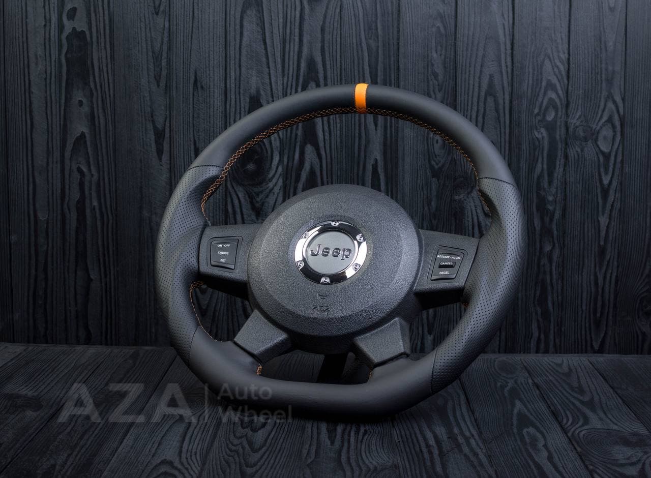 Steering wheel 2005-2010 Jeep Grand Cherokee SRT-8 Napa/Perforated leather/Yellow stripe - Image 3