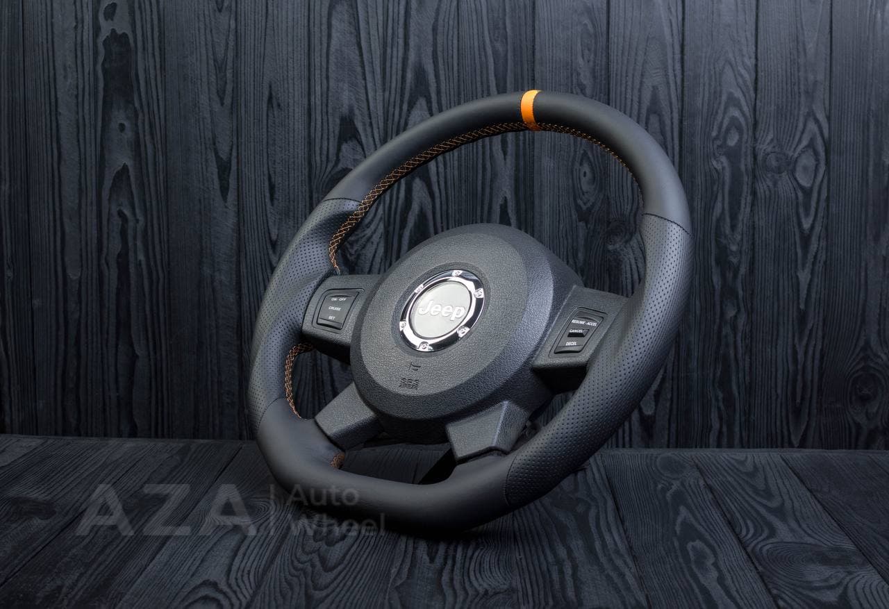 Steering wheel 2005-2010 Jeep Grand Cherokee SRT-8 Napa/Perforated leather/Yellow stripe - Image 4