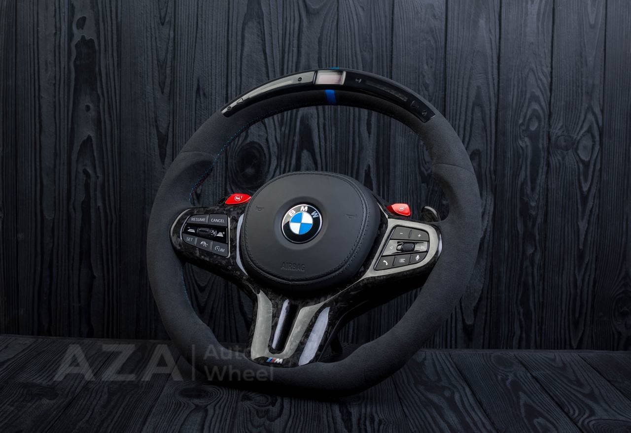 Custom Steering wheel 2017+ BMW F90 M5 G80 M3 M4 M8 X5M X6M X3M X4M Non Heated Alcantara/Forged carbon trims/Led screen - Image 5