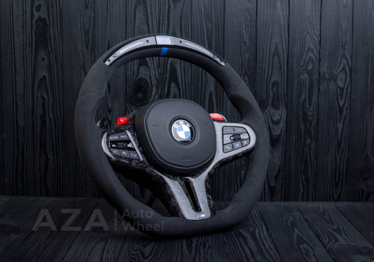 Custom Steering wheel 2017+ BMW F90 M5 G80 M3 M4 M8 X5M X6M X3M X4M Non Heated Alcantara/Forged carbon trims/Led screen - Image 4