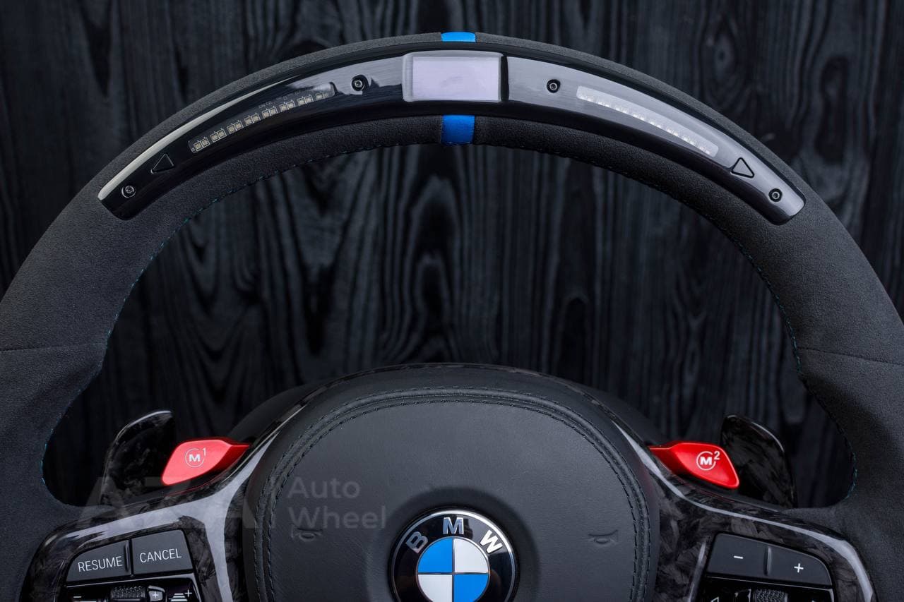 Custom Steering wheel 2017+ BMW F90 M5 G80 M3 M4 M8 X5M X6M X3M X4M Non Heated Alcantara/Forged carbon trims/Led screen - Image 15