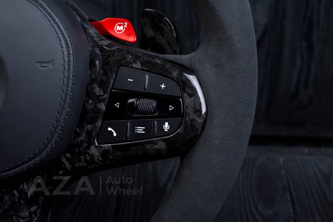 Custom Steering wheel 2017+ BMW F90 M5 G80 M3 M4 M8 X5M X6M X3M X4M Non Heated Alcantara/Forged carbon trims/Led screen - Image 11
