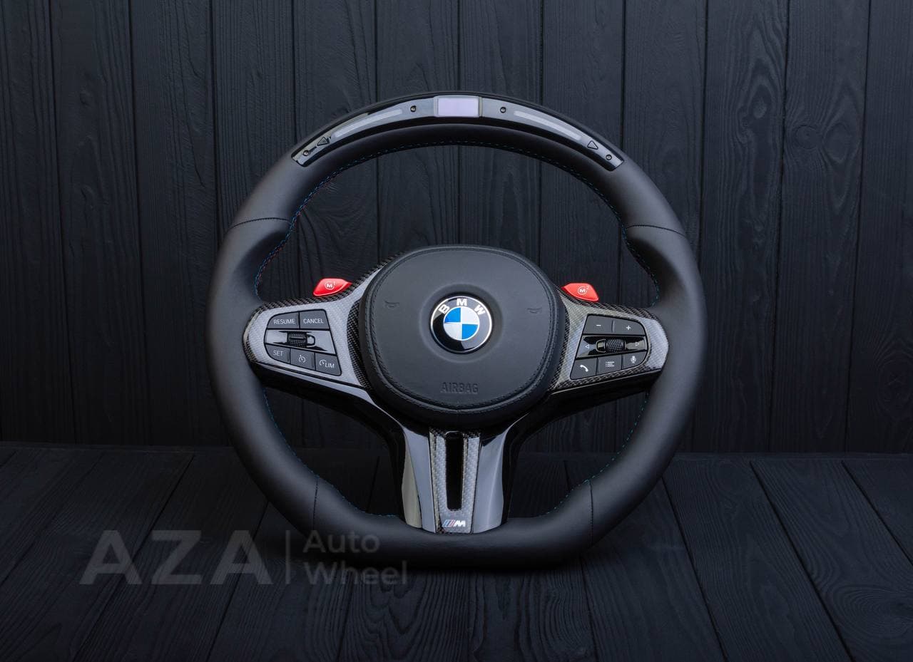 Custom Steering wheel 2017+ BMW F90 M5 G80 M3 M4 M8 X5M X6M X3M X4M Non Heated Napa/Led screen