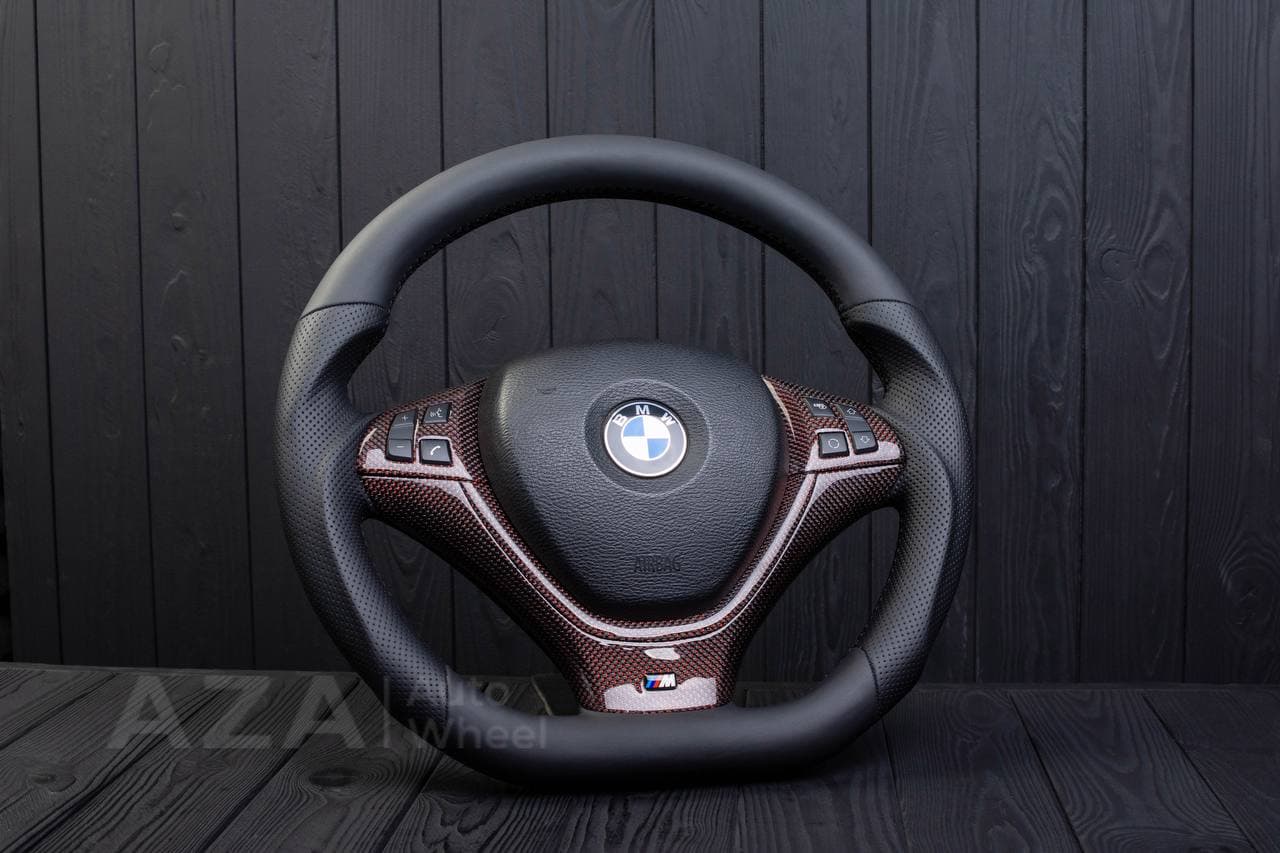 Steering wheel BMW X5/X6 Maroon carbon fiber/Napa/Perforated leather - Image 3