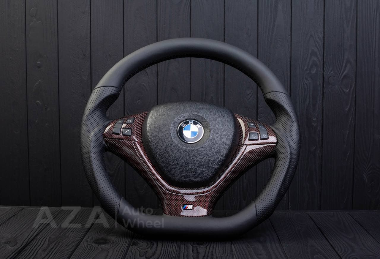 Steering wheel BMW X5/X6 Maroon carbon fiber/Napa/Perforated leather