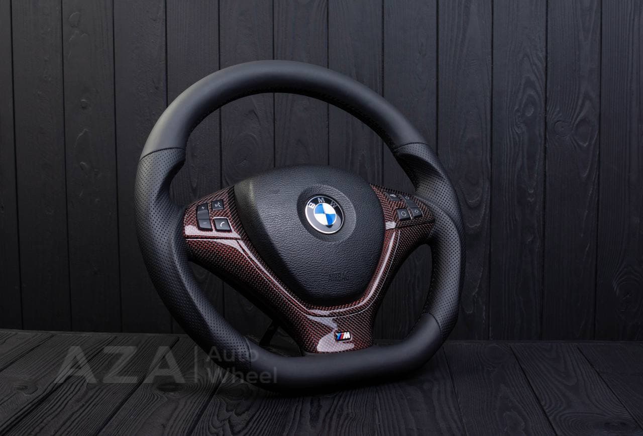 Steering wheel BMW X5/X6 Maroon carbon fiber/Napa/Perforated leather - Image 6