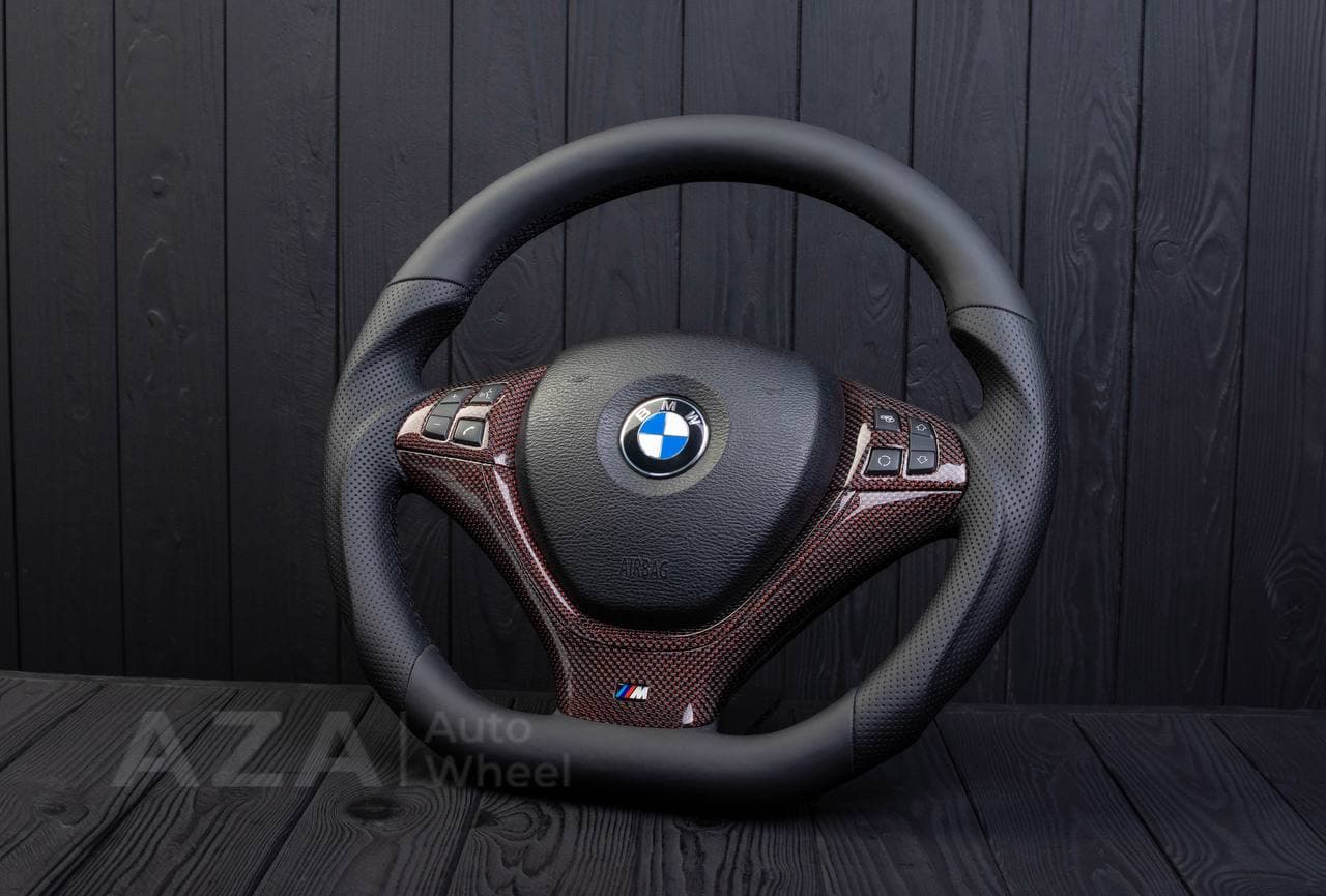 Steering wheel BMW X5/X6 Maroon carbon fiber/Napa/Perforated leather - Image 4