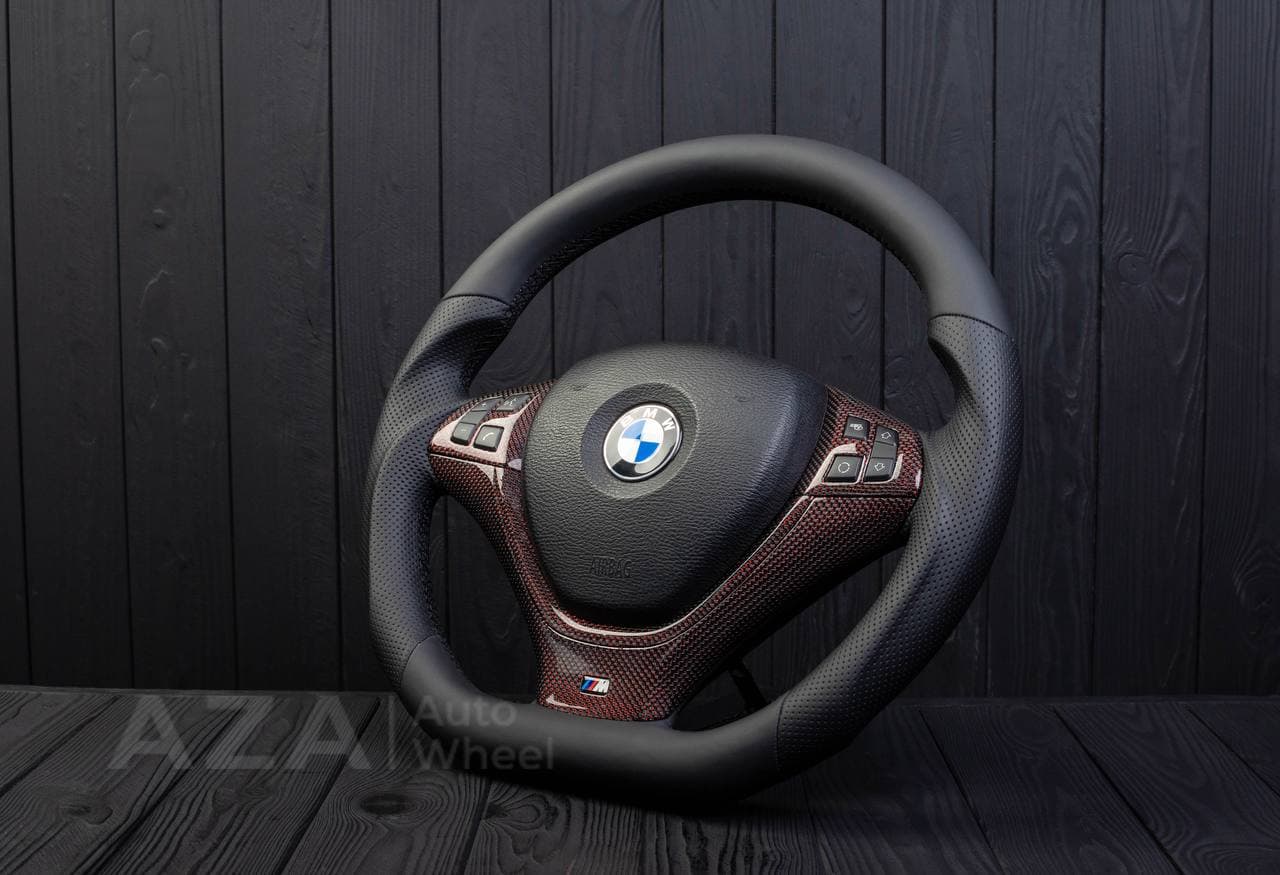 Steering wheel BMW X5/X6 Maroon carbon fiber/Napa/Perforated leather - Image 5