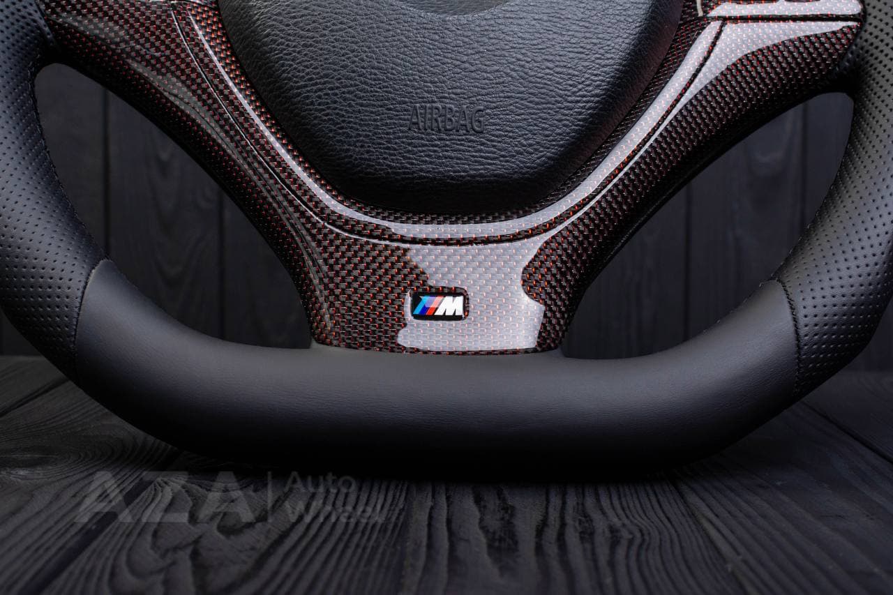 Steering wheel BMW X5/X6 Maroon carbon fiber/Napa/Perforated leather - Image 13