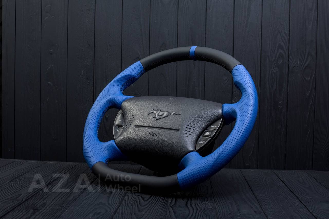 Steering wheel Ford Mustang GT Perforated leather/Napa/Blue stripe - Image 4
