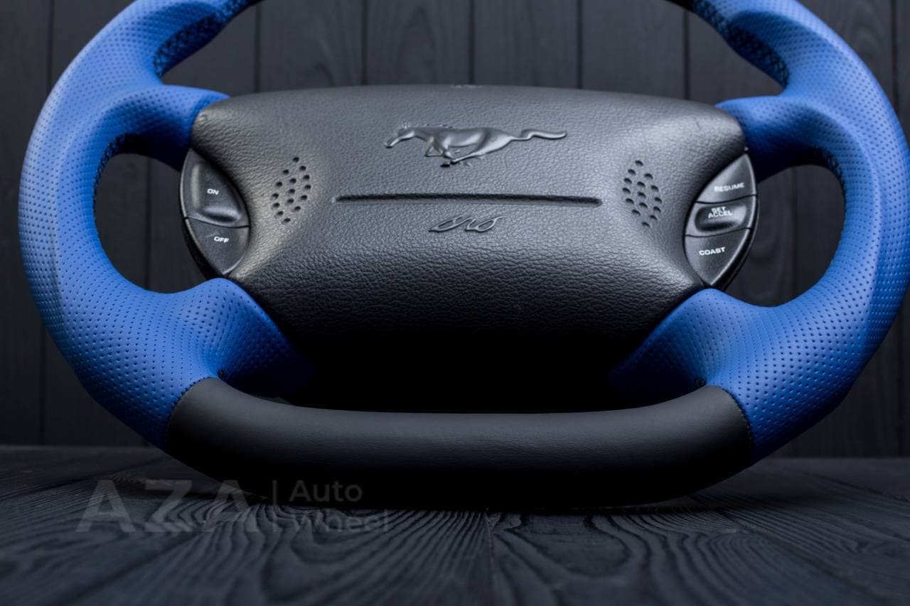 Steering wheel Ford Mustang GT Perforated leather/Napa/Blue stripe - Image 12